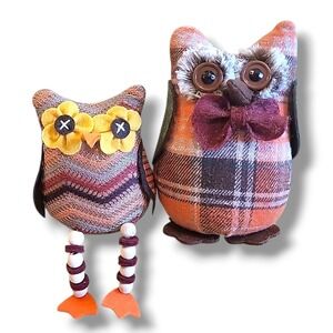 Fall Thanksgiving Plush Owl Shelf Sitters Set Of 2